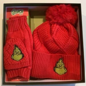 The Grinch Hat & Mittens 2 Piece Set New In Gift Box